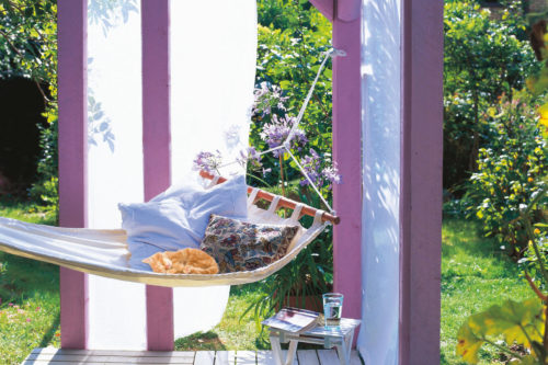 trädgård och terrass, hängmatta i pergola